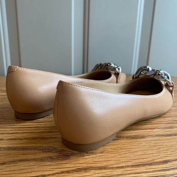 Marc Fisher NWT Seluna LEATHER Flats Size 6.5 Nude Tan Cushioned Insole - Picture 4 of 7